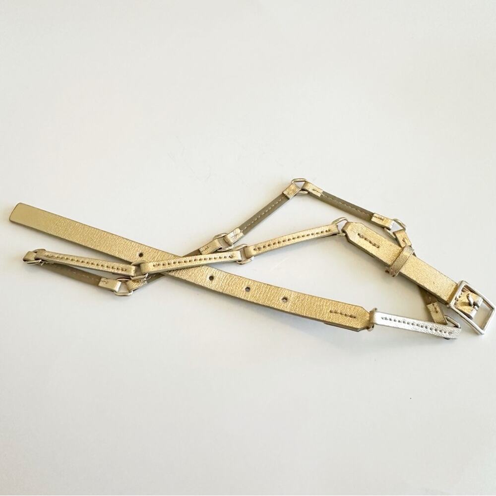 Talbots Gold Metallic Skinny Leather Belt - Size Medium